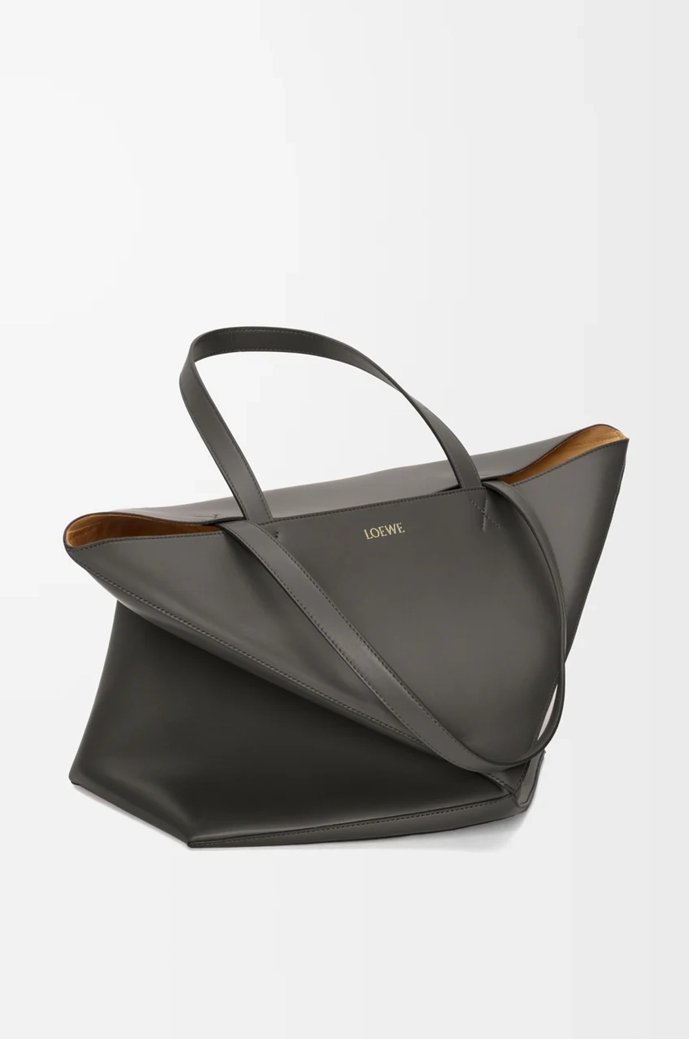 Loewe Сумка-тоут XL Puzzle Fold из блестящей телячьей кожи, темно-серый