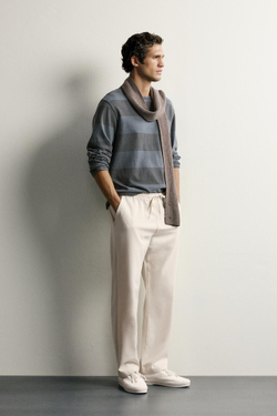 ZARA БРЮКИ COMFORT REGULAR FIT, БЕЖЕВЫЙ