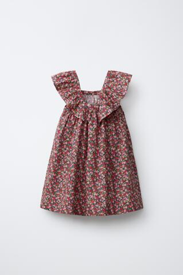 ZARA ПЛАТЬЕ С ЦВЕТОЧНЫМ ПРИНТОМ ИЗ ТКАНИ LIBERTY, РОЗОВАТЫЙ