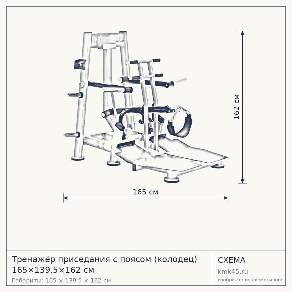 Тренажёр приседания с поясом (колодец) 165×139,5×162 см — от 216 000 ₽