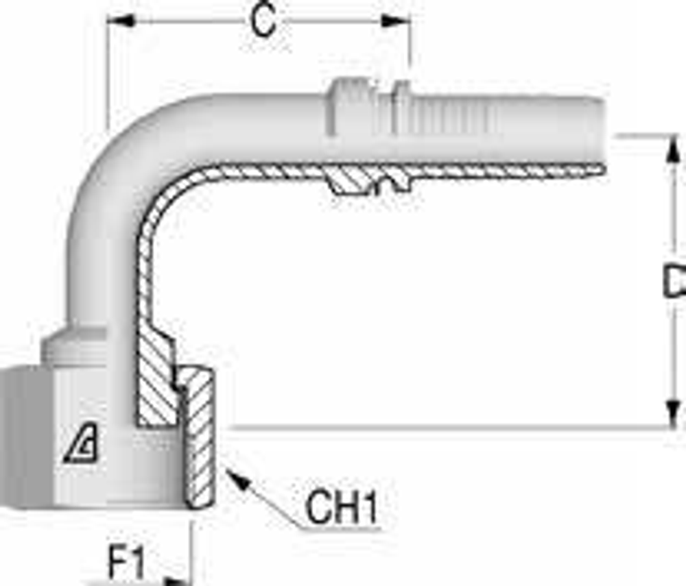 Фитинг DN 20 ORFS (Г) 1.3/16 (90) long ALFAGOMMA