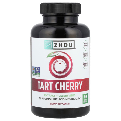 Zhou Nutrition, экстракт вишни и семена сельдерея, 60 вегетарианских капсул