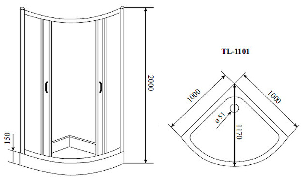 Душевой уголок Timo TL 100x100 TL-1101F профиль Хром стекло матовое