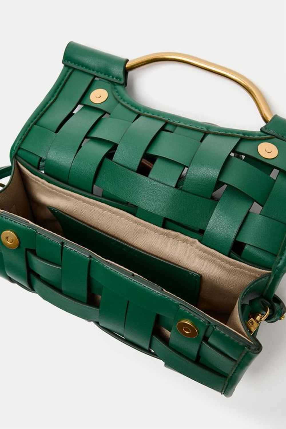 ZARA ПЛЕТЕНАЯ СУМКА, ЗЕЛЕНЫЙ