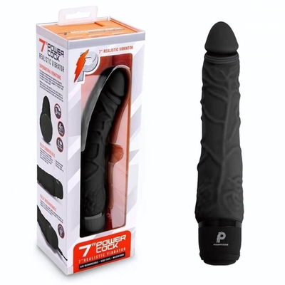 Черный вибратор-реалистик 7 Realistic Vibrator - 20 см. (Цвет: черный)