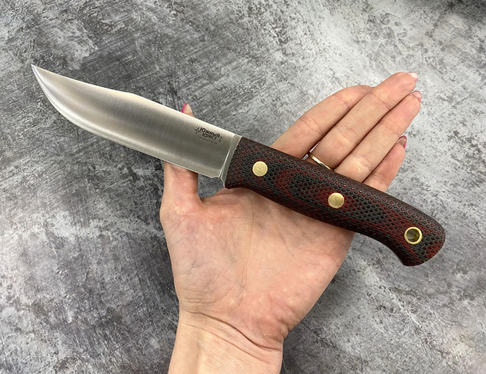 Нож Fox, D2, микарта, красно-черная, насечка, 228.1254 конв