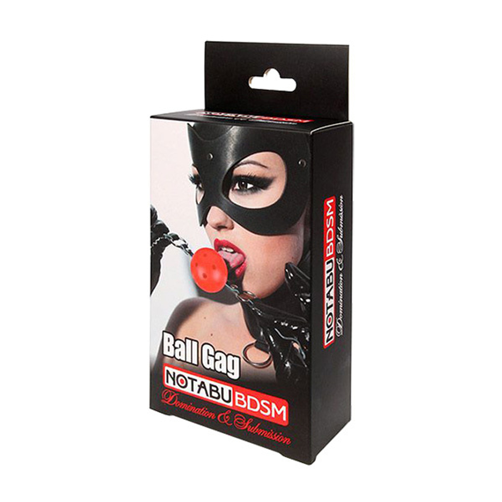 Красный кляп-шарик 4,5см на регулируемом ремешке с кольцами Bior Toys Notabu NTB-80533