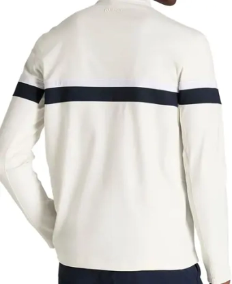 Мужская теннисная футболка с длинным рукавом Wilson Elevate Performance Half-Zip Longsleeve - sandrift/classic navy
