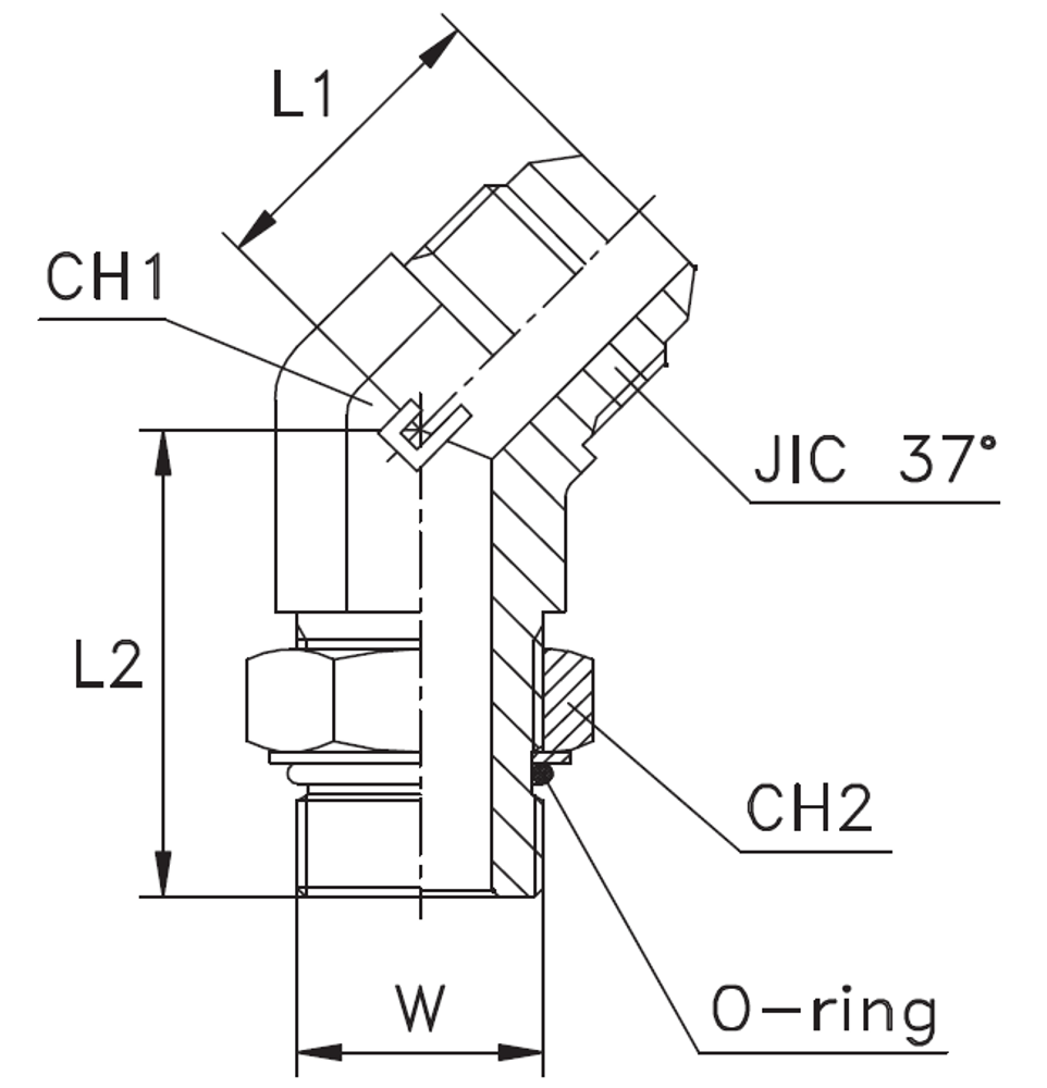 Штуцер FRA45 JIC 7/16" UNF7/16" CAST Штуцер FRA45 JIC 7/16" UNF7/16" CAST