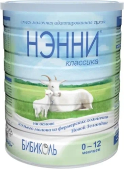НЭННИ Классика Адаптированная сухая молочная смесь на основе козьего молока от 0 до 1 года, жесть 800гр., блок 6шт.