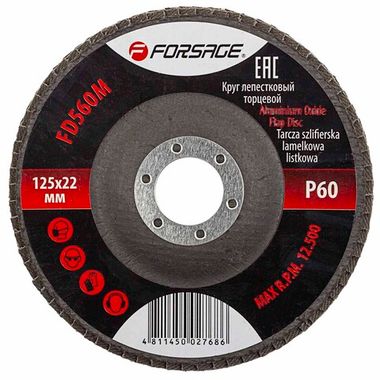 Круг лепестковый торцевой 125х22мм P60 Forsage F-FD560M