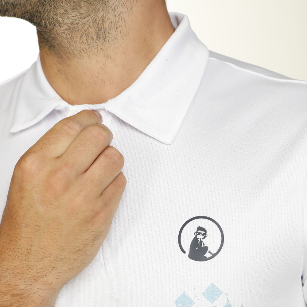 Мужское теннисное поло Quiet Please Ocean Splash Tournament Polo Men - White, Blue
