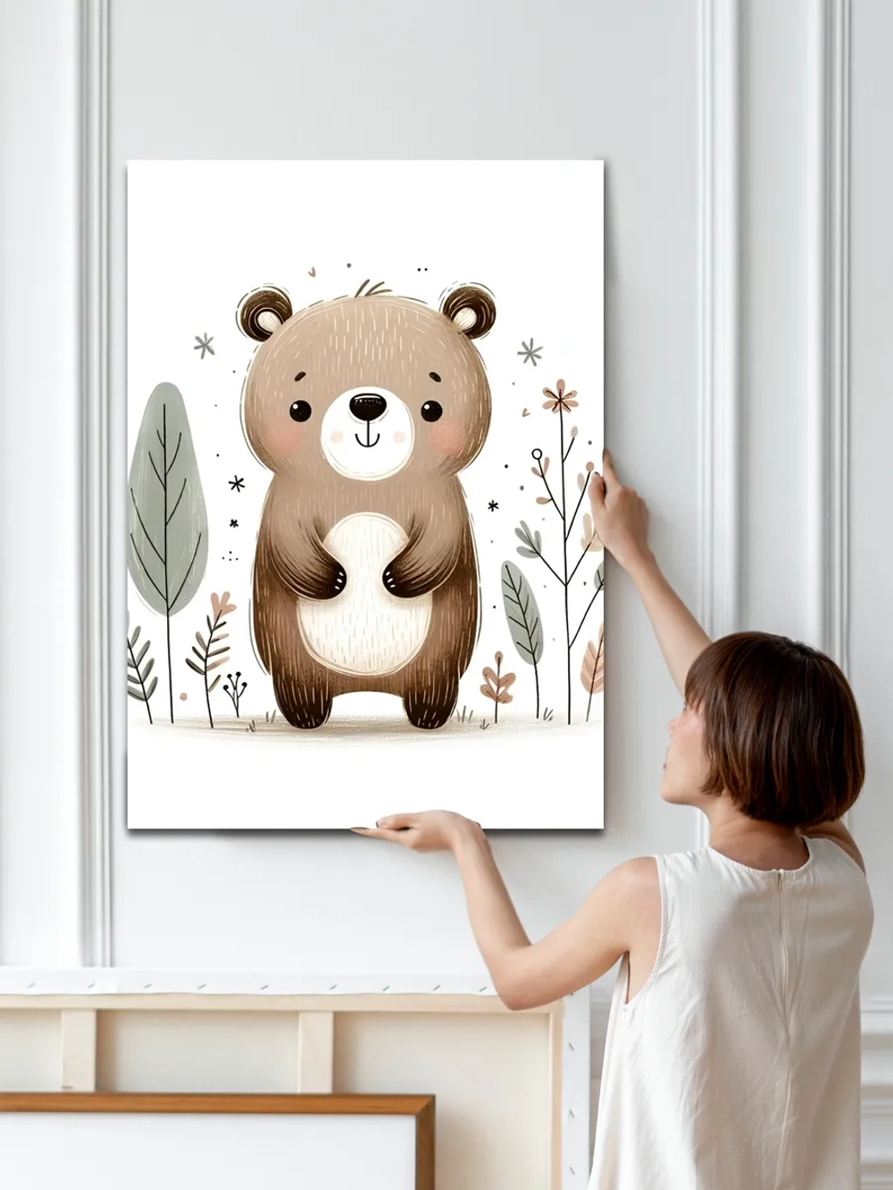 Картина Мишка в зимней сказке в детскую 50x70см 1шт.