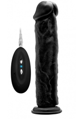 Чёрный вибратор-реалистик Vibrating Realistic Cock 11 - 27,5 см. (Цвет: черный)