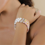 Браслет Nature Bijoux, Spiaggia Rosa, стрейч, с жемчугом, розовым кварцем, морскими ракушками и перл
