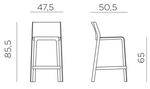 Стул пластиковый полубарный Nardi Trill Stool Mini, белый