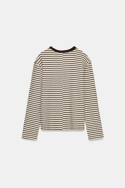 ZARA ФУТБОЛКА В ПОЛОСКУ С ДЛИННЫМИ РУКАВАМИ, ПОЛОСКИ