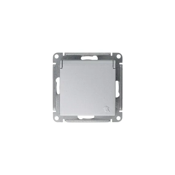 Розетка с крышкой Systeme Electric AtlasDesign Алюминий ATN000346