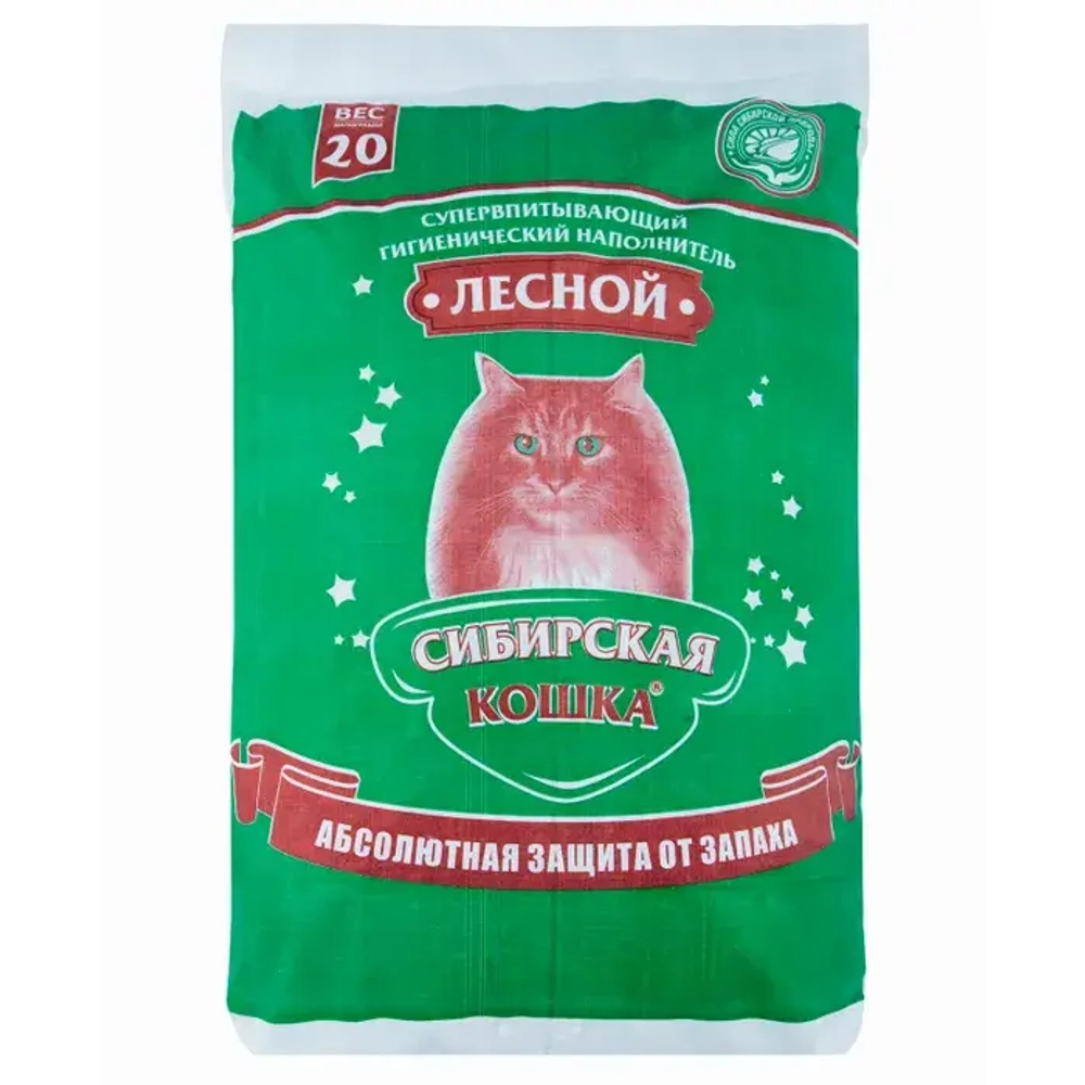наполнитель для кошек Сибирская кошка Лесной древесный 20кг