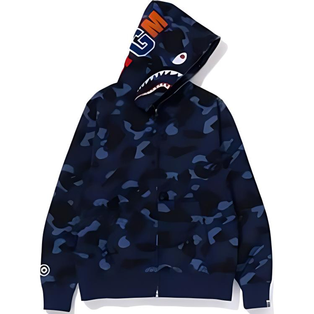 A Bathing Ape Color Camo Shark Wide Fit Full Zip Double Худи синий