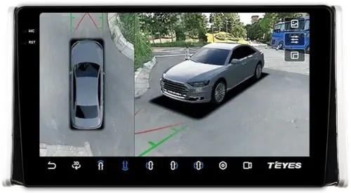 Магнитола для Toyota RAV4 5 2018-2022 (РФ/ОАЭ) - Teyes CC3-2K-360 монитор 10.36" 2K QLED на Android 10, Быстрая, CarPlay, 4G SIM-слот, 4 камеры в комплекте