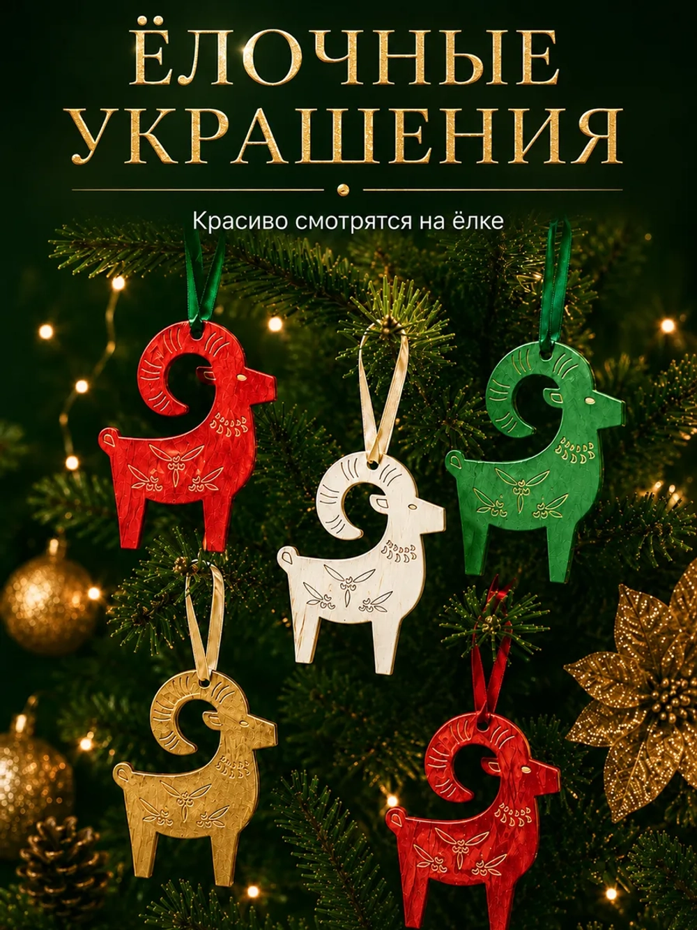 Новогодние игрушки на ёлку Коза 2027, заготовки 30 шт