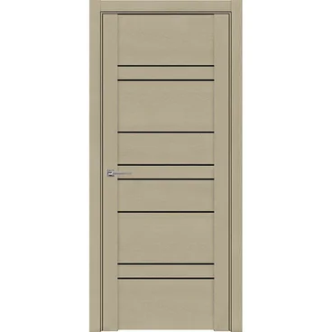 Межкомнатная дверь UniLine Soft touch 30032 софт кремовый с чёрным стеклом