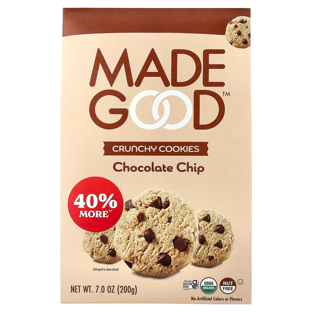 MadeGood, хрустящее печенье, с шоколадной крошкой, 200 г (7 унций)