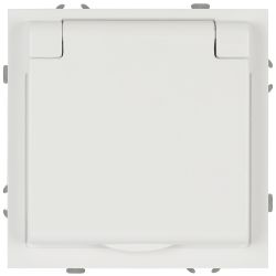 Розетка ЭРА Galaxy 15-2103-08 c заземлением 2P+E Schuko со шторками с крышкой 16А-250В IP20 белый матовый | Эра Galaxy