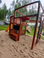 Детская площадка Савушка КУБ-3 (Махагон) подушками и коконом