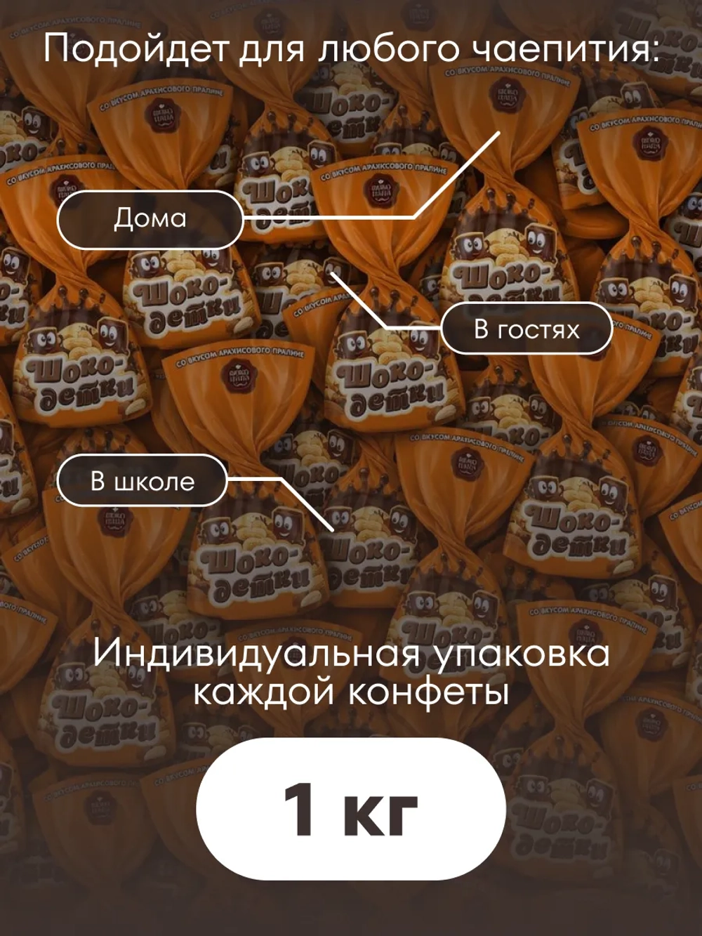 Конфеты мини "ШОКО-ДЕТКИ" со вкусом арахисового пралине 1 кг.