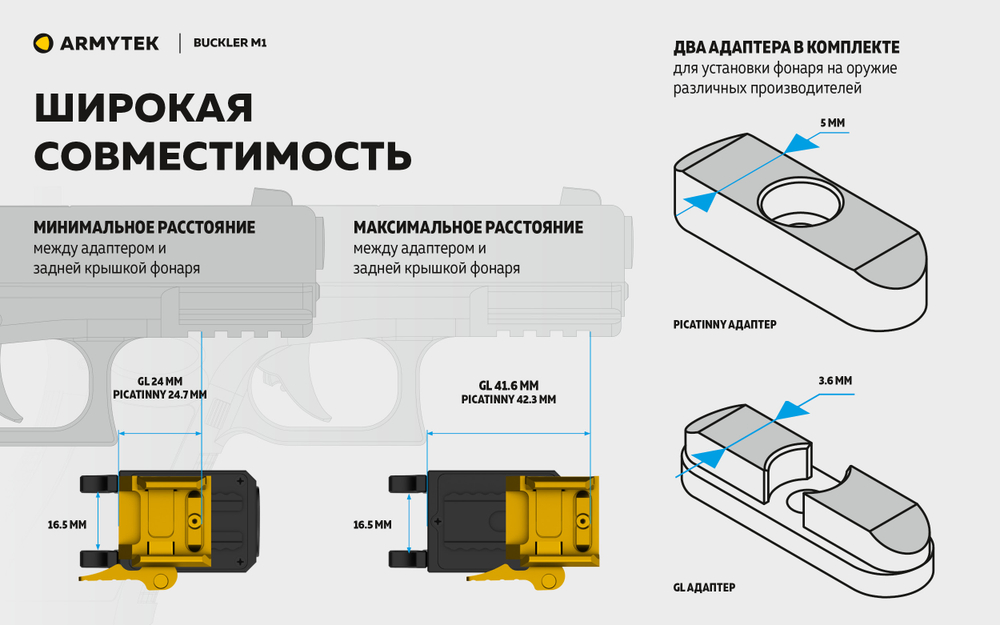 Фонарь Armytek Buckler M1 Белый