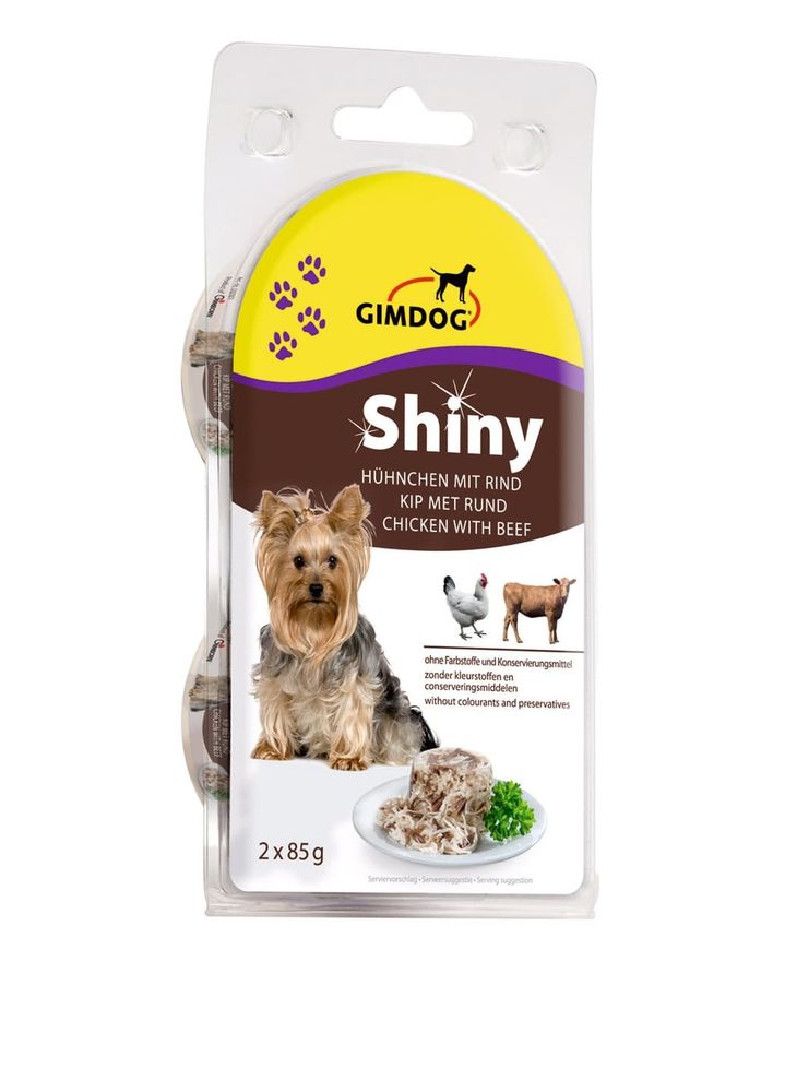 Gimpet ShinyDog 2х85г. цыпленок и говядина в блистере консервы д/собак Gimpet ShinyDog 2х85г. цыпленок и говядина в блистере консервы д/собак