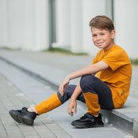 Легинсы Колор блок "Графит/Янтарь" подростковые