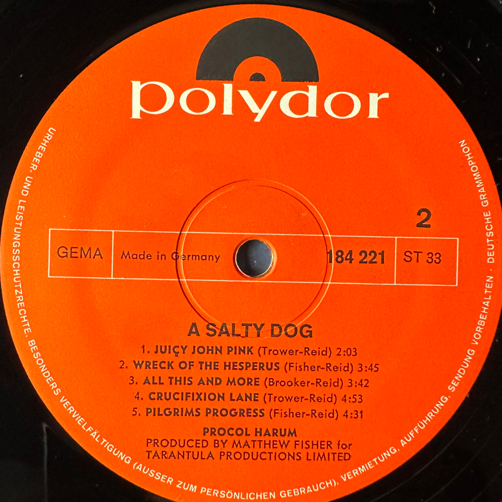 Procol Harum ‎– A Salty Dog (Германия 1969г.)