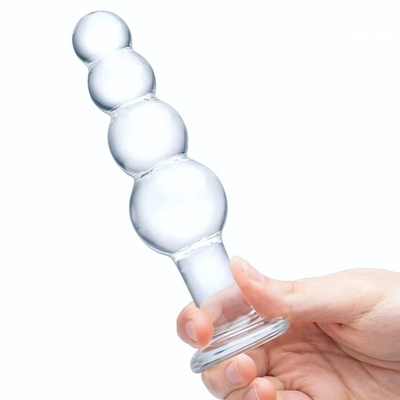 Прозрачная анальная пирамида 7,25 Beaded Butt Plug - 17 см. (Цвет: прозрачный)