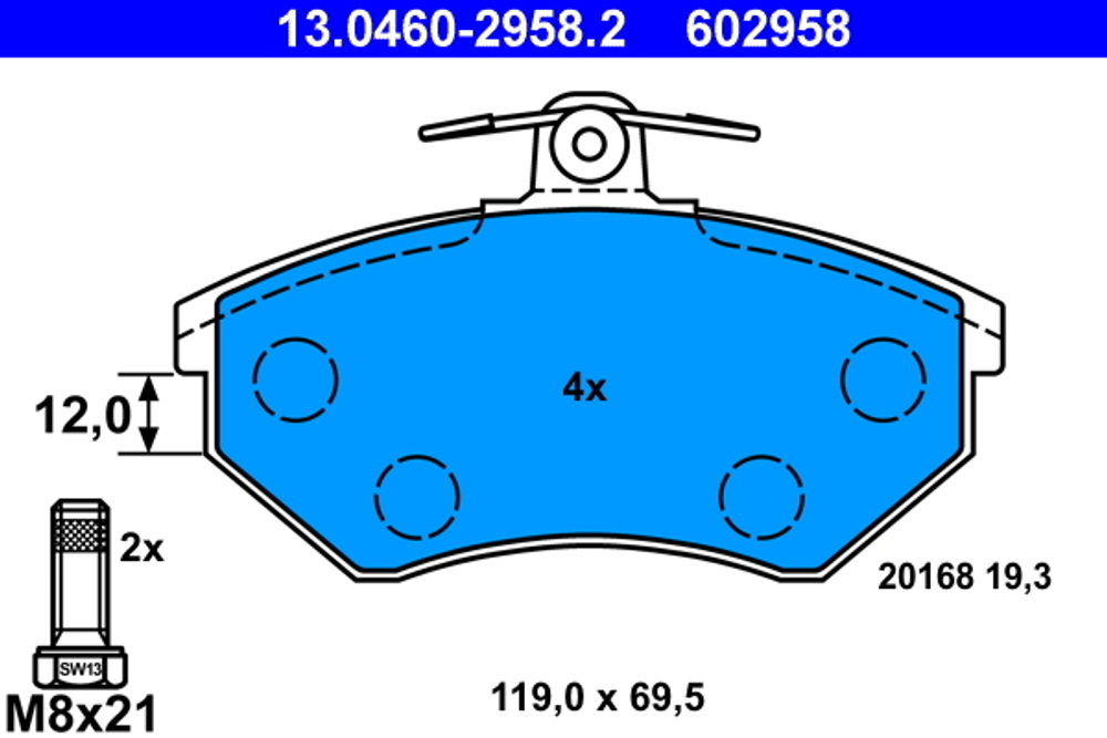 ATE - 13046029582-ATE - Brake Pad Set, disc brake