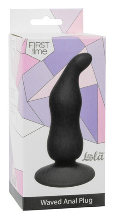 Изогнутый анальный стимулятор на присоске Waved Anal Plug (10 см , черный) (Цвет: черный)