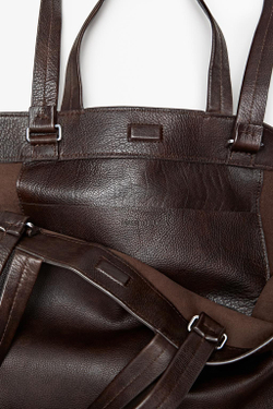 Massimo Dutti Сумка-шопер из кожи наппа, коричневый