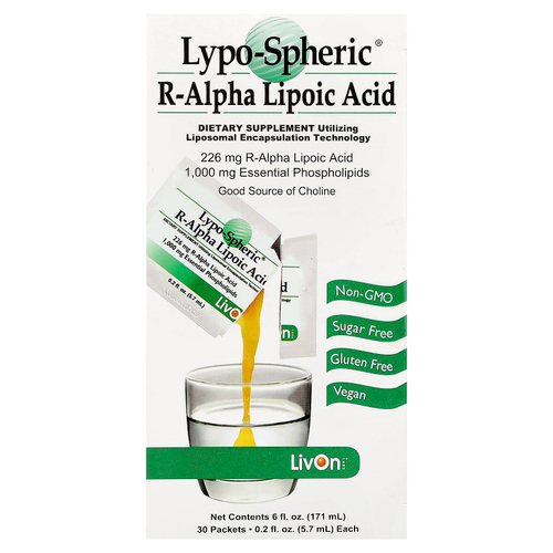 LivOn Laboratories, R-альфа-липоевая кислота Lypo-Spheric®, 30 пакетиков по 5,7 мл (0,2 жидк. унции)