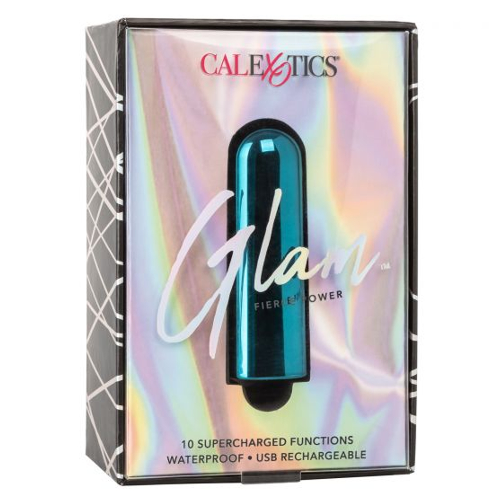 Бирюзовая перезаряжаемая вибропуля Glam (Цвет: бирюзовый)