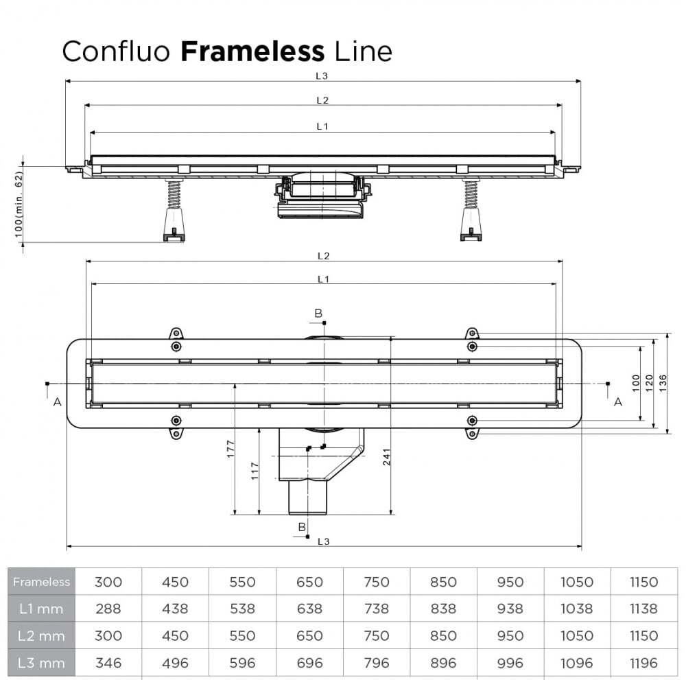 Душевой лоток Pestan Confluo Frameless Line 750