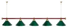 Лампа STARTBILLIARDS 5 пл. (плафоны голубые,штанга голубая,фурнитура золото)