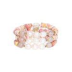Браслет Nature Bijoux, Spiaggia Rosa, стрейч, с жемчугом, розовым кварцем, морскими ракушками и перл