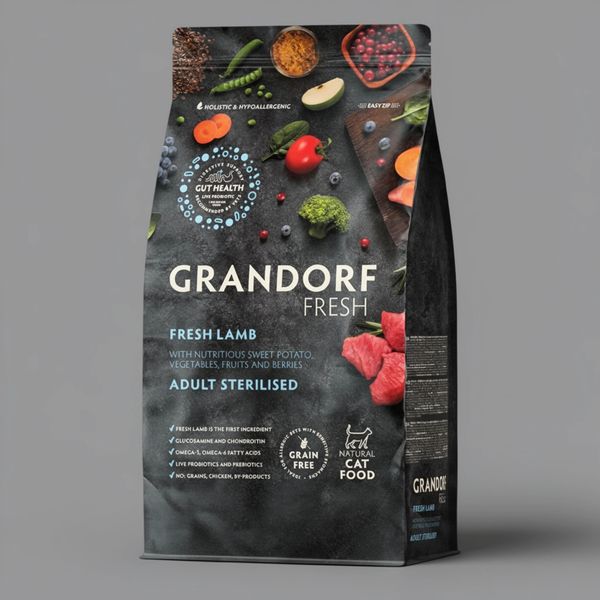 Сухой корм GRANDORF Fresh Cat STERILISED Lamb&Sweet Potato для стерилизованных кошек из свежего мяса ягненка с бататом