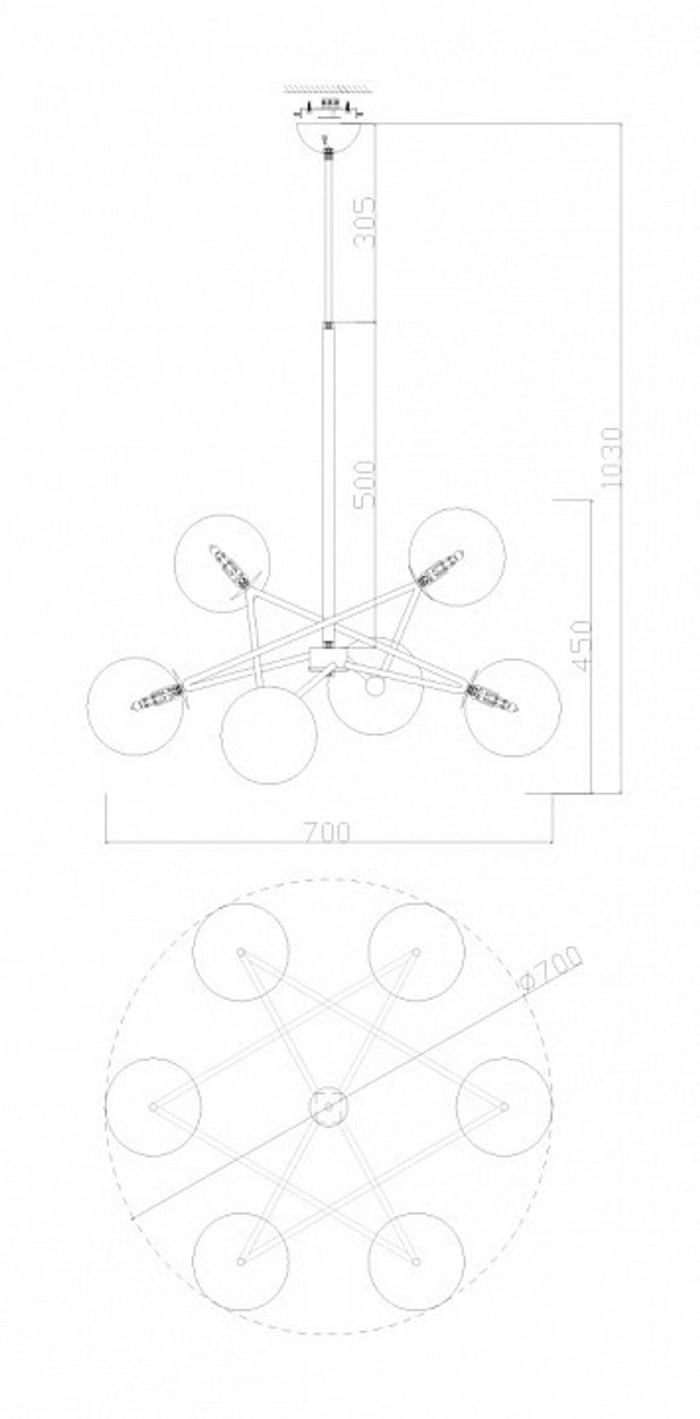 Люстра на штанге Freya Bumble FR5144PL-06TR