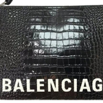 Balenciaga Cow Leather Wrist Bag Clutch Men"s Black