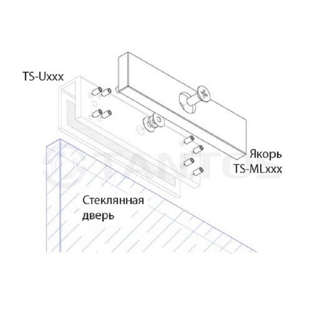 TS-U180 U-адаптер на стеклянную дверь для замка Tantos TS-ML180