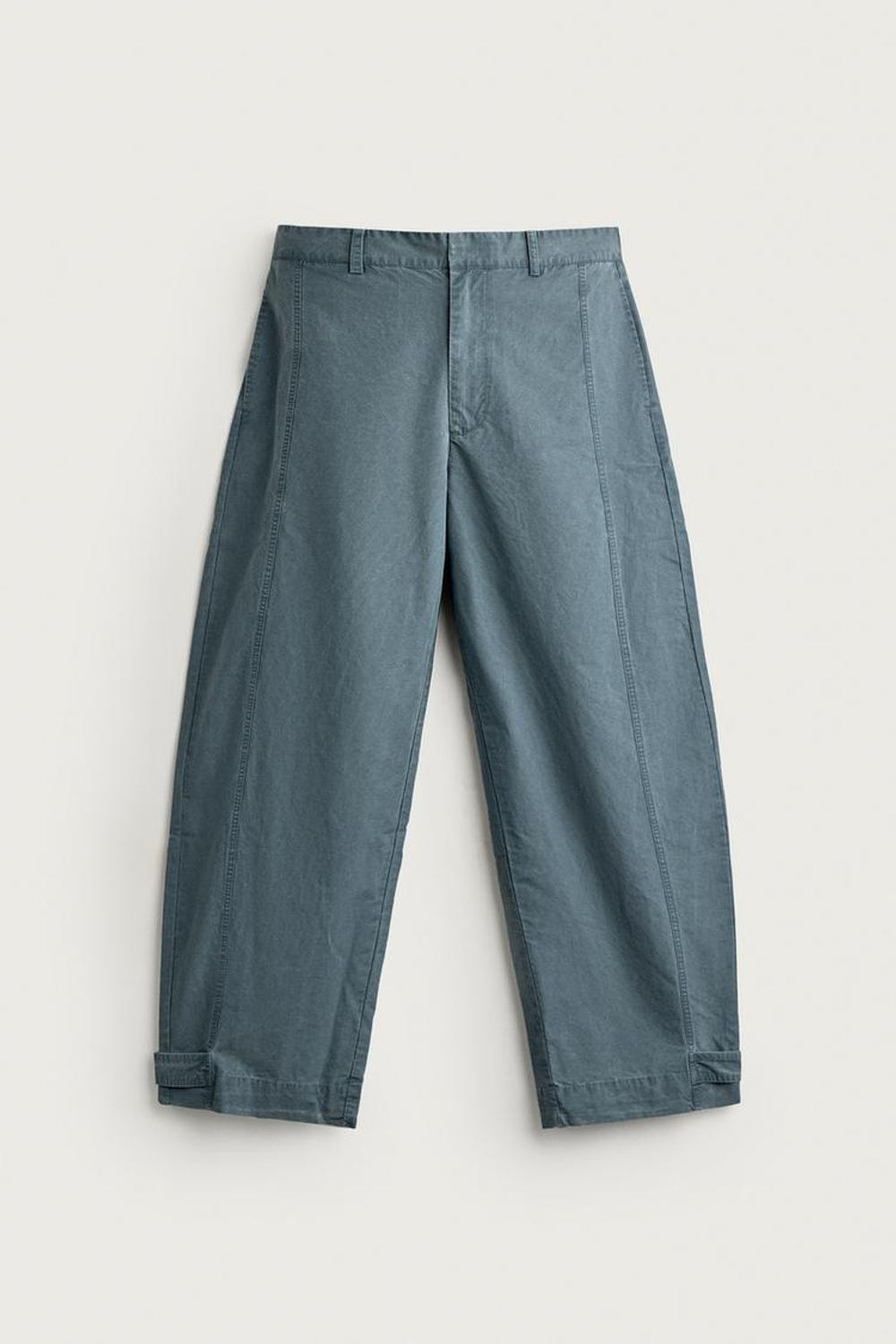 ZARA БРЮКИ RELAXED FIT С ЭФФЕКТОМ ПОТЕРТОСТИ И ХЛЯСТИКАМИ, ЗЕЛЕНОВАТО-СИНИЙ