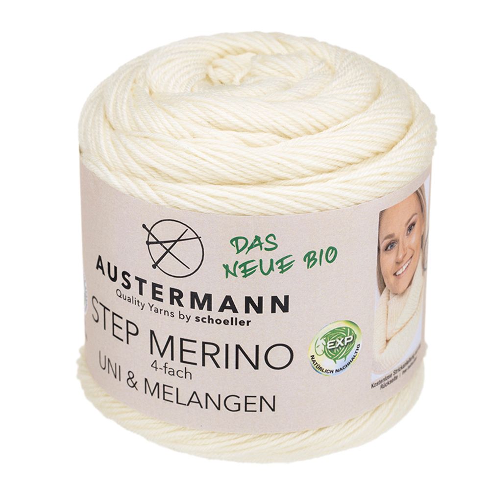 Пряжа Austermann (Аустерманн) Step Merino 4-fath Uni&amp;Melangen Gots / уп.5 мот. по 100 г, 400м, бежевый